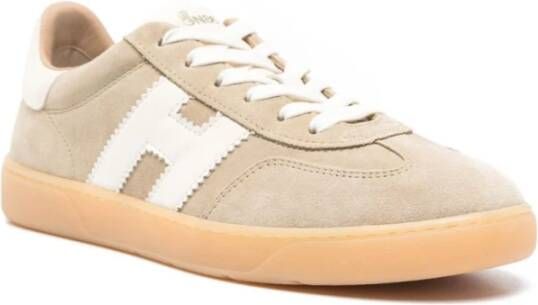 Hogan Beige Sneakers Vetersluiting Gewatteerde Enkel Beige Heren