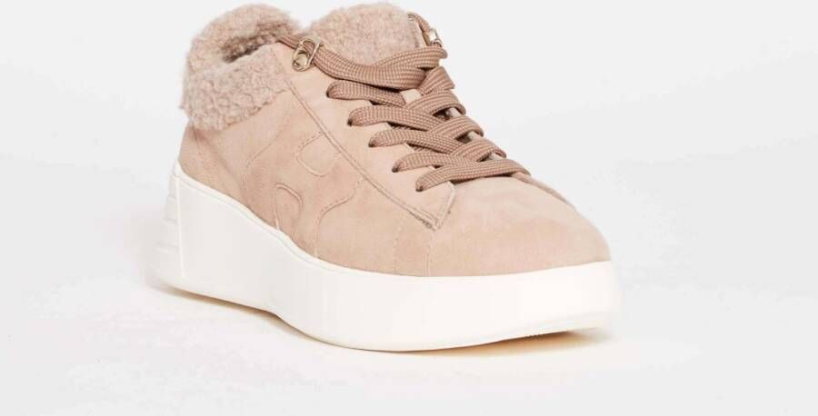 Hogan Beige Suède Bontgevoerde Sneakers Pink Dames