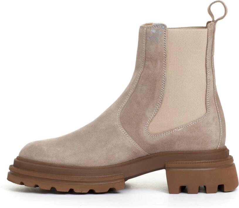 Hogan Beige Suède Chelsea Boot met Elastiek Beige Dames