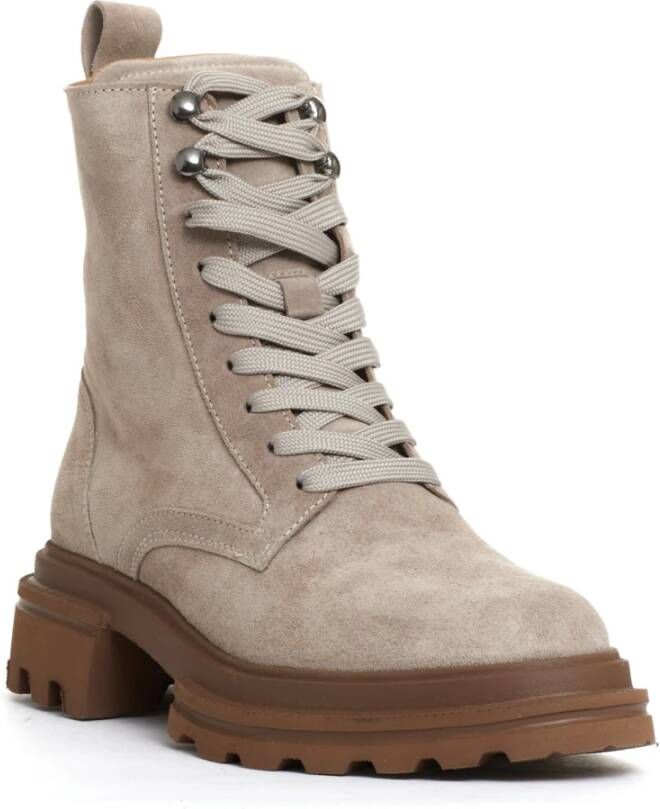 Hogan Beige Suède Enkellaarzen Beige Dames