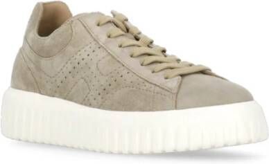 Hogan Beige Suède Leren Sneakers Ronde Neus Beige Heren