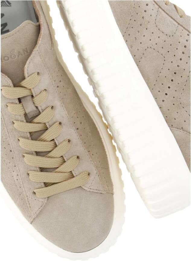 Hogan Beige Suède Leren Sneakers Ronde Neus Beige Heren