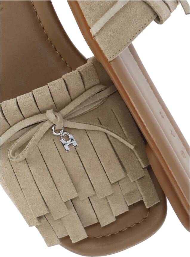 Hogan Beige Suède Sandalen met Franjes Beige Dames