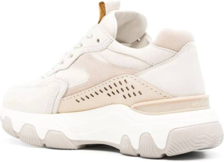 Hogan Beige Suède Sneakers met Geperforeerde Details Pink Dames