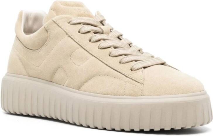 Hogan Beige Suède Sneakers met Ronde Neus Beige Heren