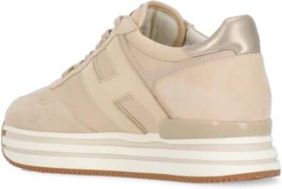 Hogan Beige Suède Sneakers Ronde Neus Beige Dames