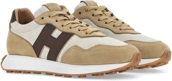 Hogan Beige Suède Veterschoenen Beige Heren