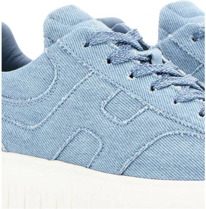 Hogan Blauwe Denim Veterschoenen met Plateauzool Blue Dames