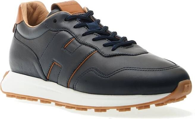 Hogan Blauwe Leren Hardloopschoenen met Spoiler Blue Heren