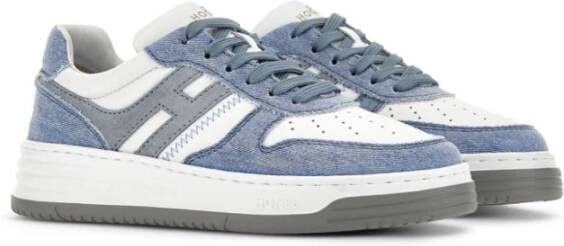 Hogan Blauwe Leren Lage Sneakers Blue Dames