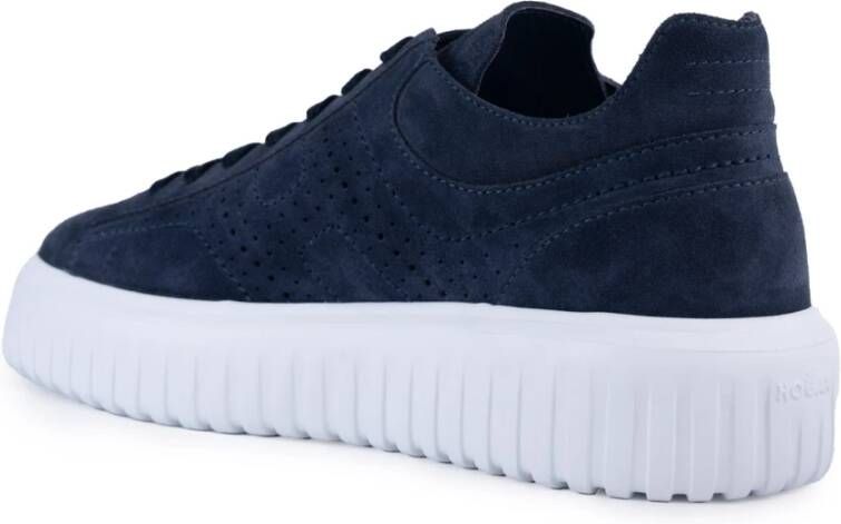 Hogan Blauwe Leren Sneakers Met Geperforeerde Details Blue Heren