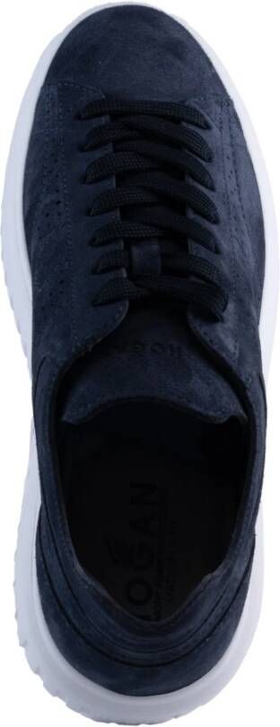 Hogan Blauwe Leren Sneakers Met Geperforeerde Details Blue Heren