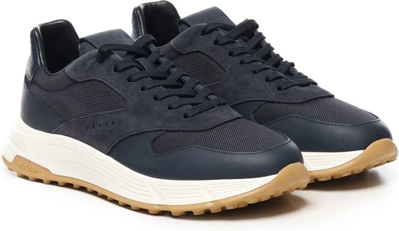 Hogan Blauwe Leren Sneakers met Geweven Inzetstukken Blue Heren