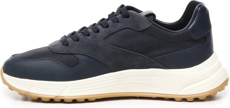 Hogan Blauwe Leren Sneakers met Geweven Inzetstukken Blue Heren