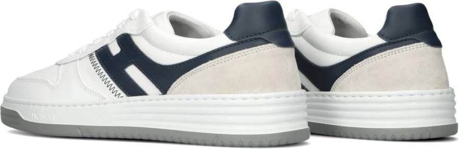 Hogan Blauwe Leren Sneakers met Suède Detail White Heren