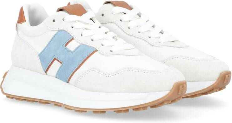 Hogan Blauwe leren sneakers met witte details White Dames