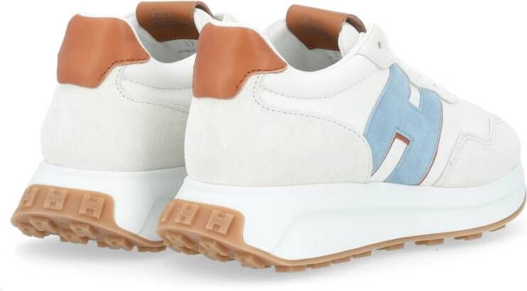 Hogan Blauwe leren sneakers met witte details White Dames