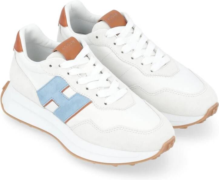 Hogan Blauwe leren sneakers met witte details White Dames