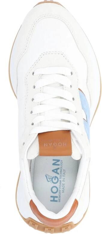 Hogan Blauwe leren sneakers met witte details White Dames