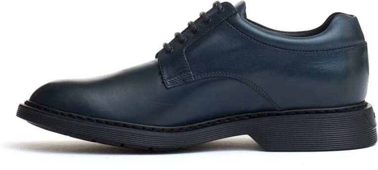 Hogan Blauwe Leren Veterschoenen Blue Heren