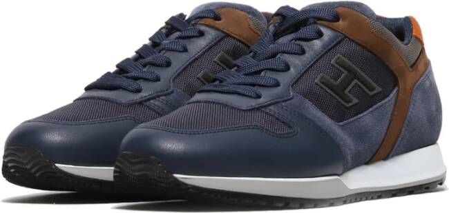 Hogan Blauwe Sneakers Leer Suède Lichtgewicht Blue Heren