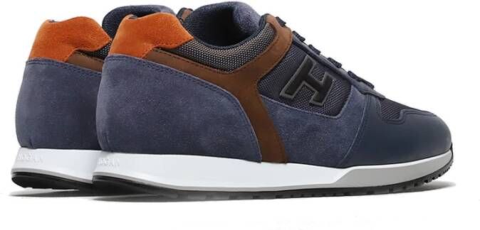 Hogan Blauwe Sneakers Leer Suède Lichtgewicht Blue Heren