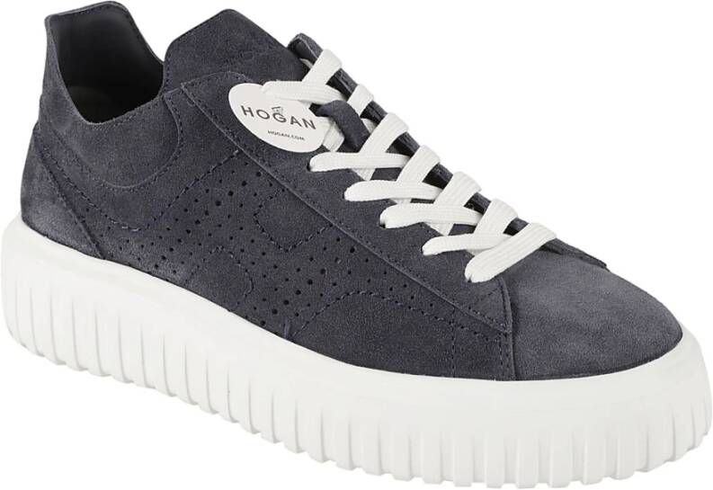 Hogan Blauwe Sneakers met Geperforeerd Detail Blue Heren