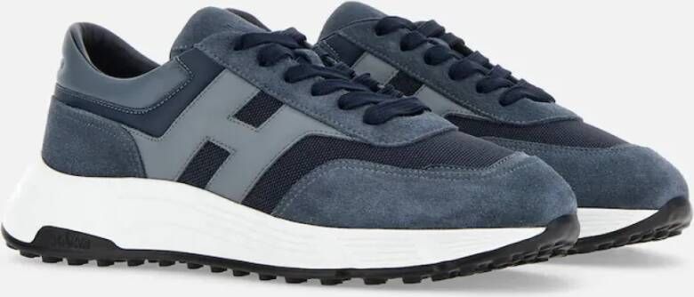 Hogan Blauwe Sneakers met Mesh en Leren Details Blue Heren