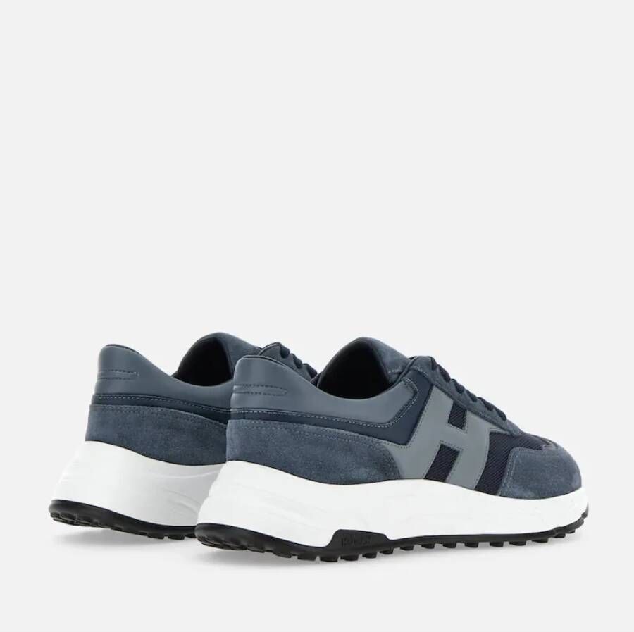 Hogan Blauwe Sneakers met Mesh en Leren Details Blue Heren