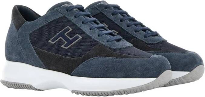 Hogan Blauwe Suède Interactieve Sneakers Blue Heren