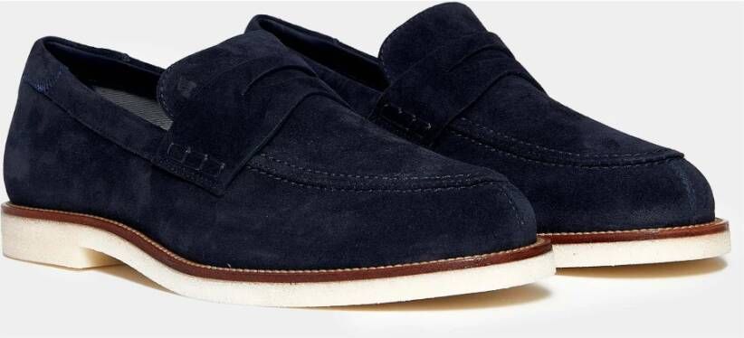 Hogan Blauwe Suède Loafer Schoenen Black Heren