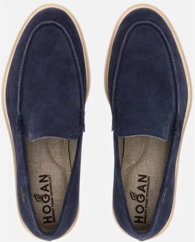 Hogan Blauwe Suède Loafer Schoenen Blue Heren