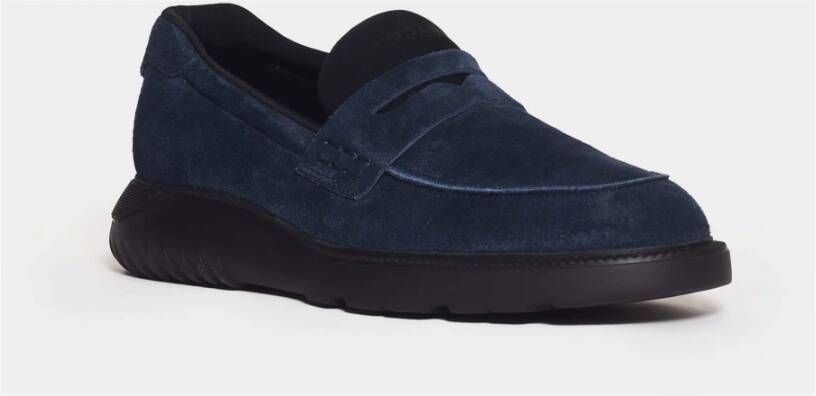 Hogan Blauwe Suède Loafer Schoenen Blue Heren