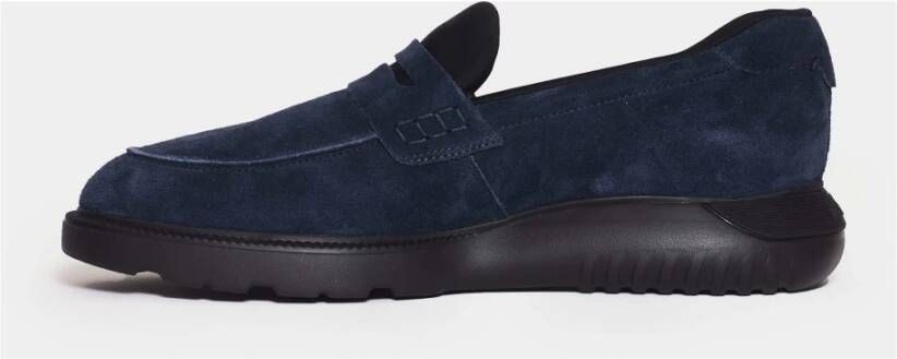 Hogan Blauwe Suède Loafer Schoenen Blue Heren