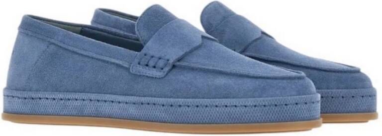 Hogan Blauwe Suède Mocassins met Unieke Zool Blue Dames