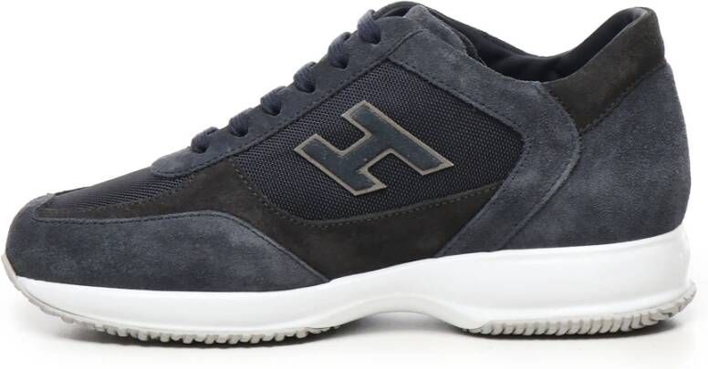 Hogan Blauwe Suède Sneakers met Geweven Inzetstukken Blue Heren