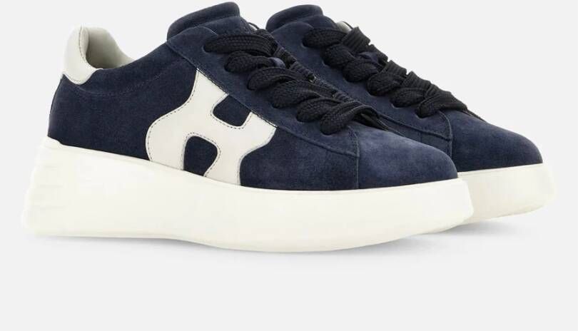 Hogan Blauwe Suède Sneakers met Golvende Side H Blauw Dames