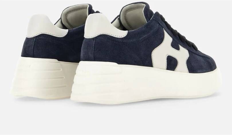 Hogan Blauwe Suède Sneakers met Golvende Side H Blauw Dames