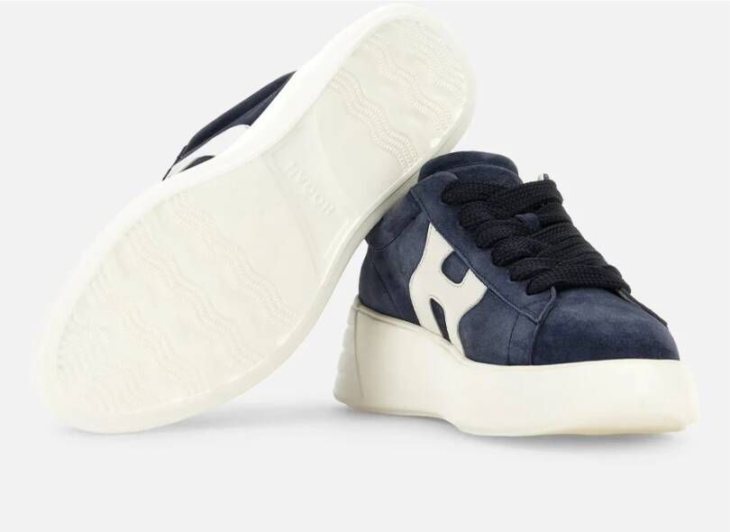 Hogan Blauwe Suède Sneakers met Golvende Side H Blauw Dames