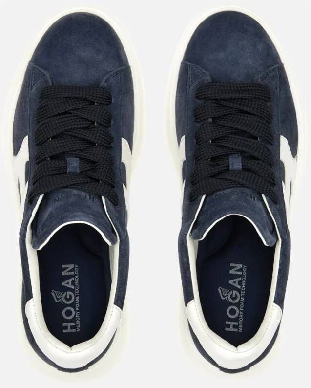 Hogan Blauwe Suède Sneakers met Golvende Side H Blauw Dames