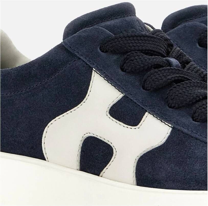 Hogan Blauwe Suède Sneakers met Golvende Side H Blauw Dames