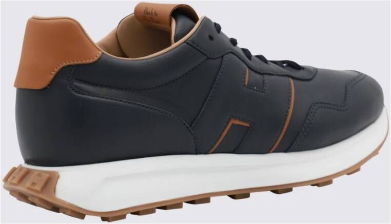 Hogan Blauwe Suède Sneakers met Leren Details Black Heren