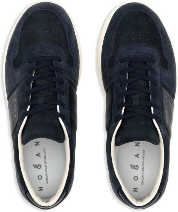 Hogan Blauwe Suède Sneakers met Logo Patch Blue Heren