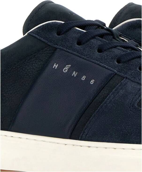 Hogan Blauwe Suède Sneakers met Logo Patch Blue Heren