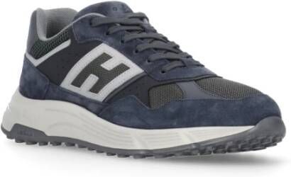 Hogan Blauwe Suède Sneakers Ronde Neus Blue Heren