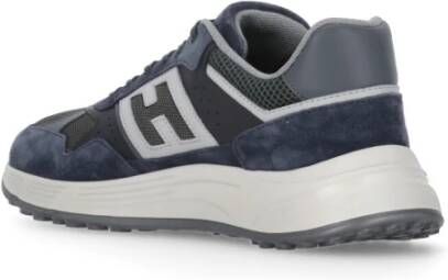 Hogan Blauwe Suède Sneakers Ronde Neus Blue Heren