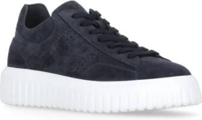 Hogan Blauwe Suède Sneakers Ronde Neus Blue Heren