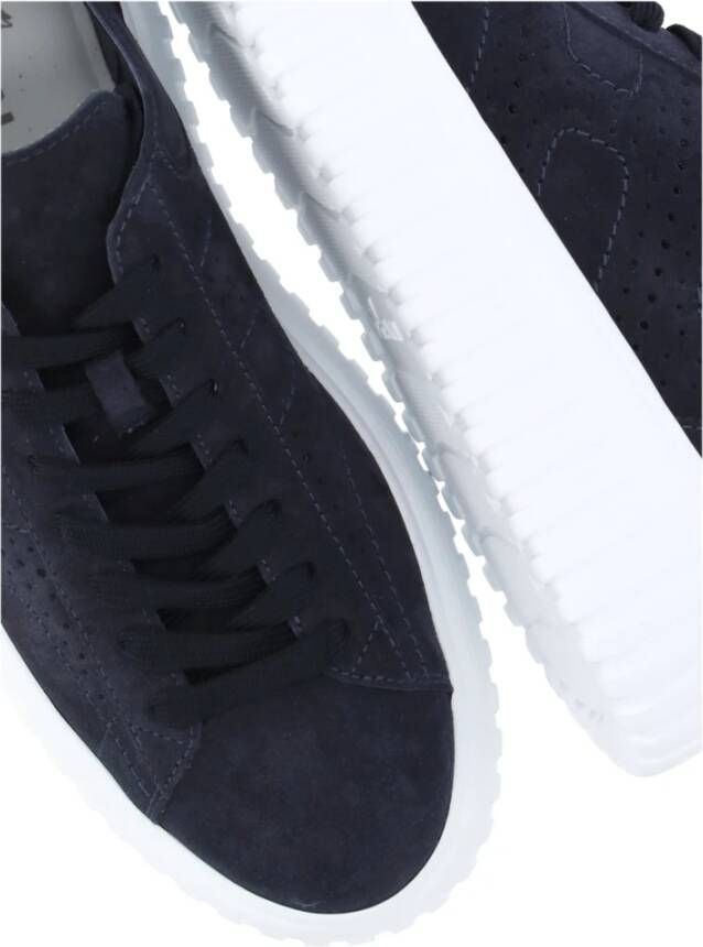 Hogan Blauwe Suède Sneakers Ronde Neus Blue Heren