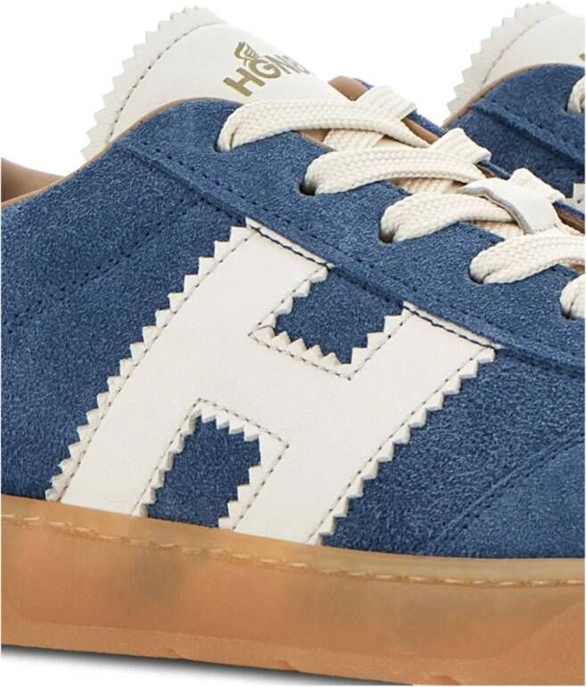 Hogan Blauwe Suède Sneakers Veters Logo Blue Dames