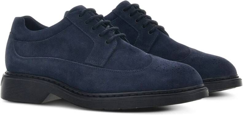 Hogan Blauwe Suède Sneakers Zwaluwstaart Stijl Blue Heren